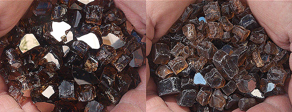 Copper Reflective Nugget Genuine Diamond Fire Pit Glass ® vs. Other Leading Brand Glass 