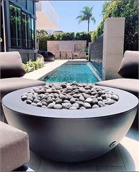 fire pit design, outdoor living, fire pit with rocks, rocks in a fire pit lava rock